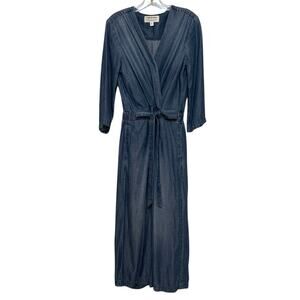 Cloth & Stone Anthropologie Denim Chambray Jumpsuit Womens Size M Blue Wide Leg